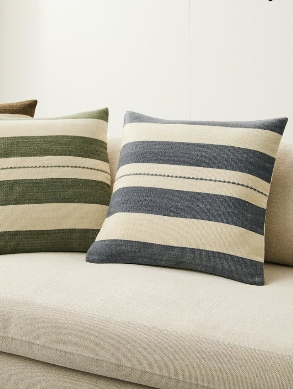 NWT Two Wool Stripe Pillow Covers  20x20, Graphite